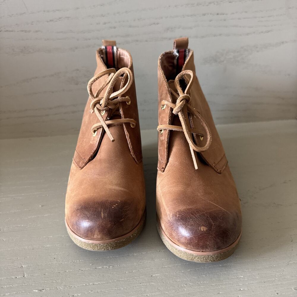Women’s Sperry Top Sider Brown Leather Wedge Bootie Size 7 Gum Sole - Picture 2 of 7